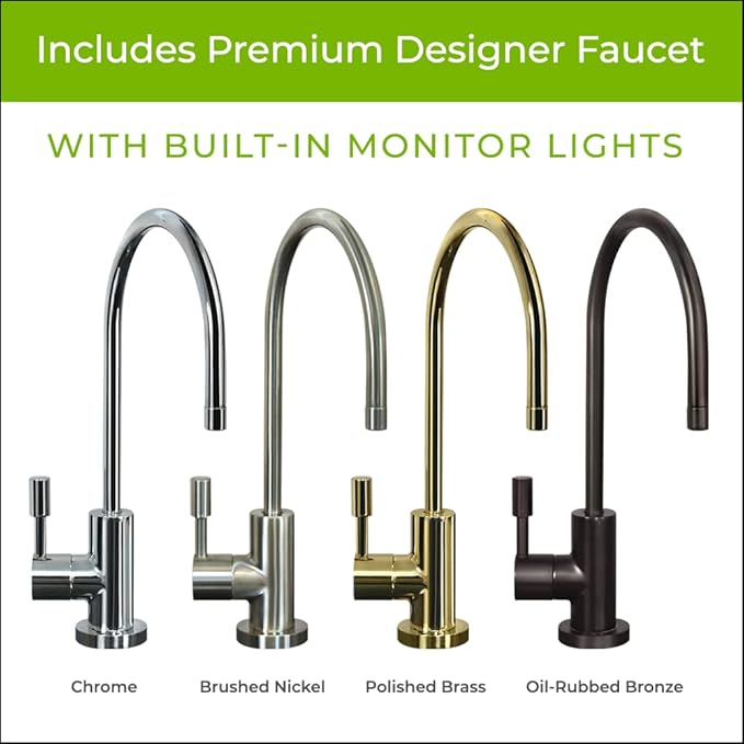 WaterChef U9000 Premium Under-Sink Water Filtration System w/Intelligent Monitor & Designer Series Faucet (Brushed Nickel), NSF/ANSI Certified for 78 Contaminants, 1,000 Gal., Stainless, Made in USA