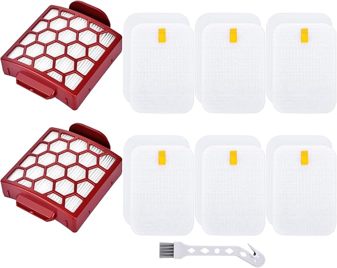 Artraise Filter Replacement for Shark NV255 NV251 NV151 ZU62 ZU60 ZU51 Navigator Zero-M Self-Cleaning Brushroll Pet Pro Vacuum, Part #1238FT60 & 1239FT60, 2 HEPA Filters 6 Foam 6 Felt Kit (Red) - AquaVibe