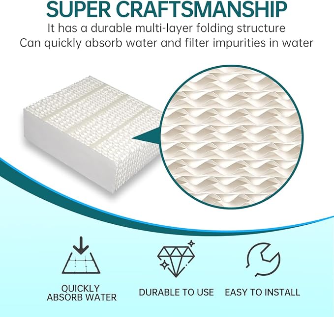 EP9800 1043 Evaporative Humidifier Wick Replacement for AIRCARE EP9700 EP9500 SS390DWHT 821000 826000 826800 Bemis Space Saver 800 Series Essick Air EP9R-Series 2 Pack - AquaVibe