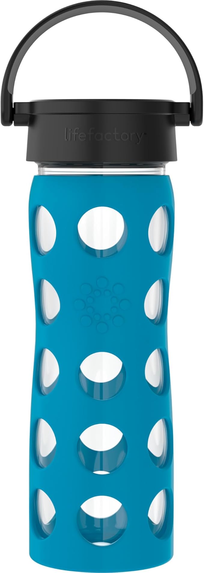 Lifefactory 16-Ounce BPA-Free Glass Water Bottle with Classic Cap and Protective Silicone Sleeve, Teal Lake