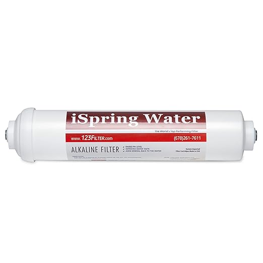 iSpring FA15US Premium 10-inch Universal Inline Alkaline Replacement Water Filter Cartridge with Calcite for Reverse Osmosis RO System, pH+, Made in USA