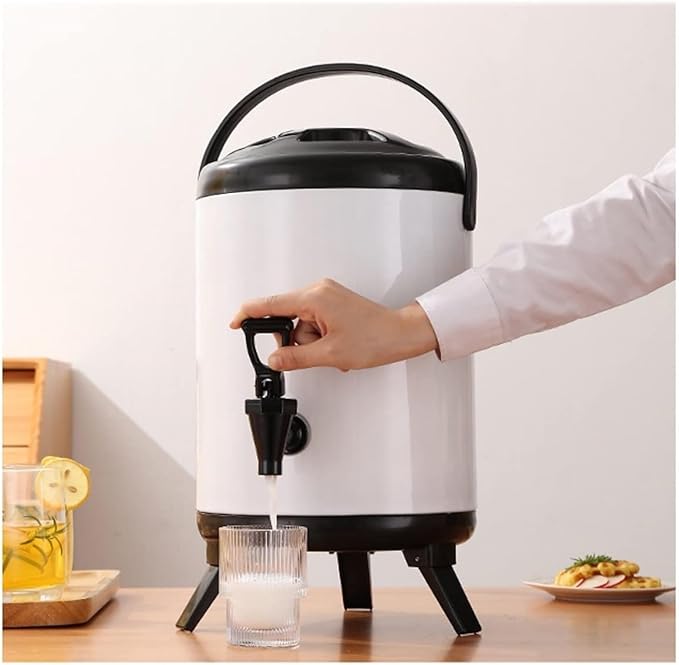 Urn Boiler Hot and Cold Water Dispenser Stainless Steel Tea Hot Water Bottle with Faucet Portable Handle Large Capacity Sealing (B 6L)