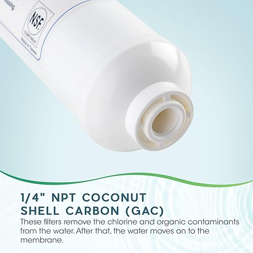 Ultima 7/VII 5 Stage Reverse Osmosis Water Filters, Uinversal Under Sink Water Filter System Replacement Cartridges with a 50 GPD Reverse Osmosis Membrane and a 1/4-Inch NPT Post Carbon Filter Kit