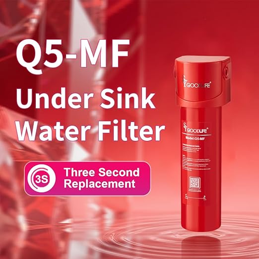 Q5-MF Reduces PFOA&PFOS, Fluoride, Lead, Chlorine,and Odors,0.01 Micron Under Sink Water Filter System, NSF/ANSI 42&53 Certified, Service Life 1 Year.