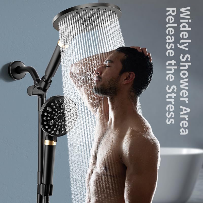 Dual Shower Heads with Handheld Spray Combo Black