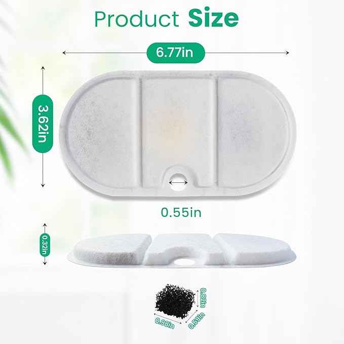 24 Pcs Pet Water Fountain Replacement Filters, Compatible with PETLIBRO 71oz/2.1L BPA-Free Capsule Cat Fountain PLWF002-12 Pack Water Fountain Filters & 12 Pack Pre-Filter Sponges
