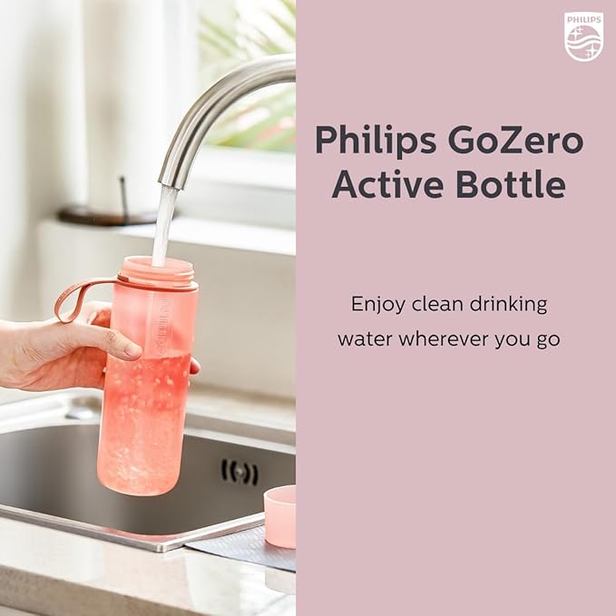 Philips Water GoZero Fitness Filters, Replacement Filter Cartridge, Activated Carbon Fiber Filter, for GoZero Active Bottle, (3 Counts), AWP287/37