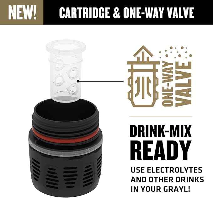 GRAYL UltraPress One-Way Drink Mix Valve - for Electolytes, Mixes, and Flavored Drinks