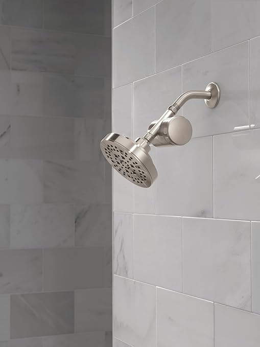 Delta Faucet 5-Setting Shower Head Brushed Nickel with Clarifi Standard Shower Filter Attachment with Filter