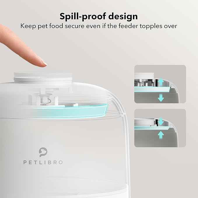 PETLIBRO Automatic Cat Feeder, Wi-Fi Rechargeable Cats Food Dispenser Battery-Operated with 30-Day Life, AIR 2.4G Wi-Fi Timed Pet Feeder for Cats & Dogs, 2L Auto Cats Feeder, White