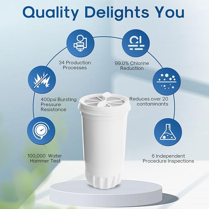 ICEPURE NSF53 6-Stage Pitcher Water Filter Replacement for Zero Pitchers ZR-017, ZR-001, ZR-003, ZR-004, ZR-006, ZR-008, ZR-012, ZR-600,ZP-010,0-TDS 2PACK