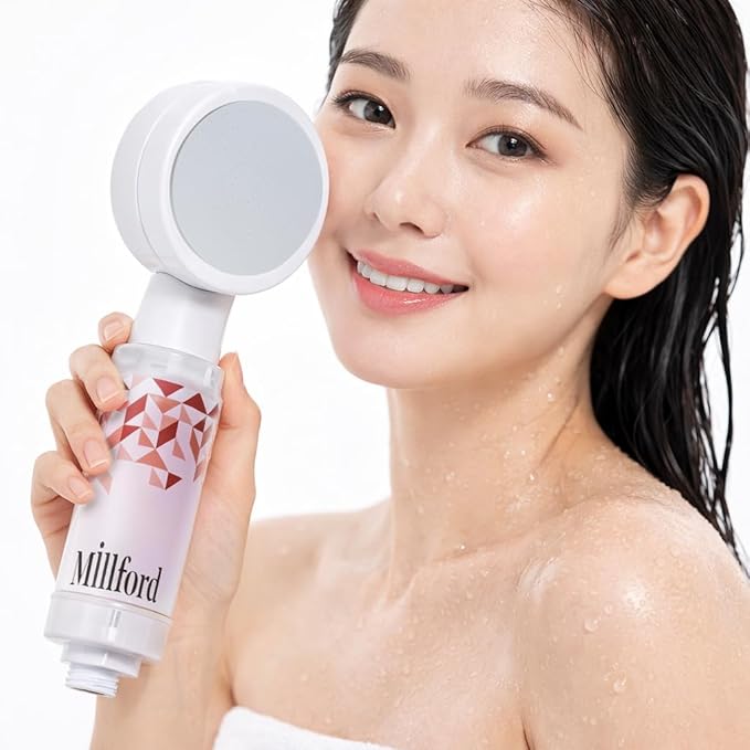 Vitamin C Shower Filter - Korean Acne Care Filter for Redness Relief, Removes 99% Chlorine & Impurities, Natural Shower Infuser Detox, Deep Cleanse for Face & Body Breakouts (Floral)
