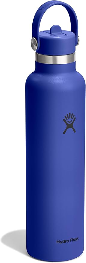 Hydro Flask Water Bottle - Insulated Stainless Steel - Straw Lid, Non Spill, Leakproof in 24 Oz Capri Blue