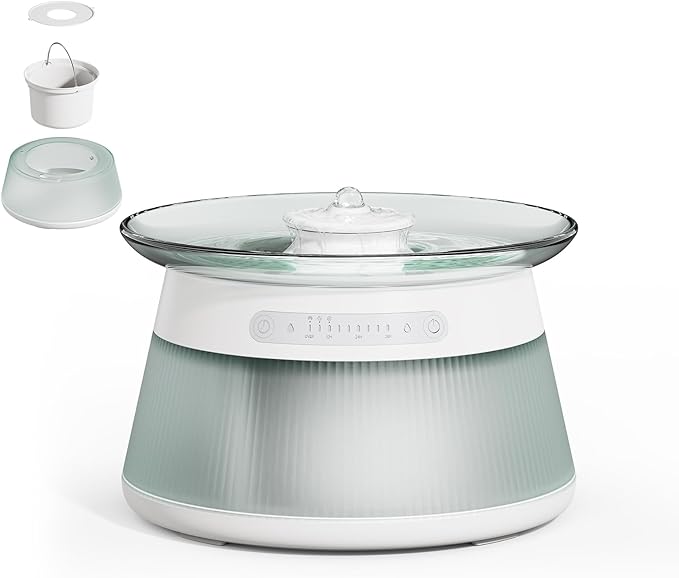 Glass Smart Cat Water Fountain,Filterless Pet Water Fountain No Filter,Ultra Silent Cat Fountains,Separation Design