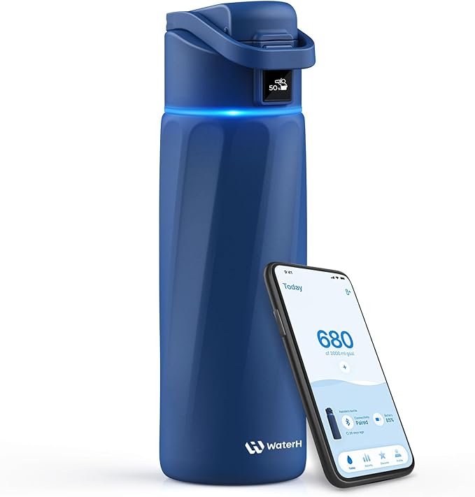 BOOST Smart Water Bottle that Reminds You to Drink, 24oz BPA-Free Stainless Steel Vacuum Insulated Bottle, Wide Mouth Water Tracker Bottle with APP, Ideal Gift for Christmas, New Year