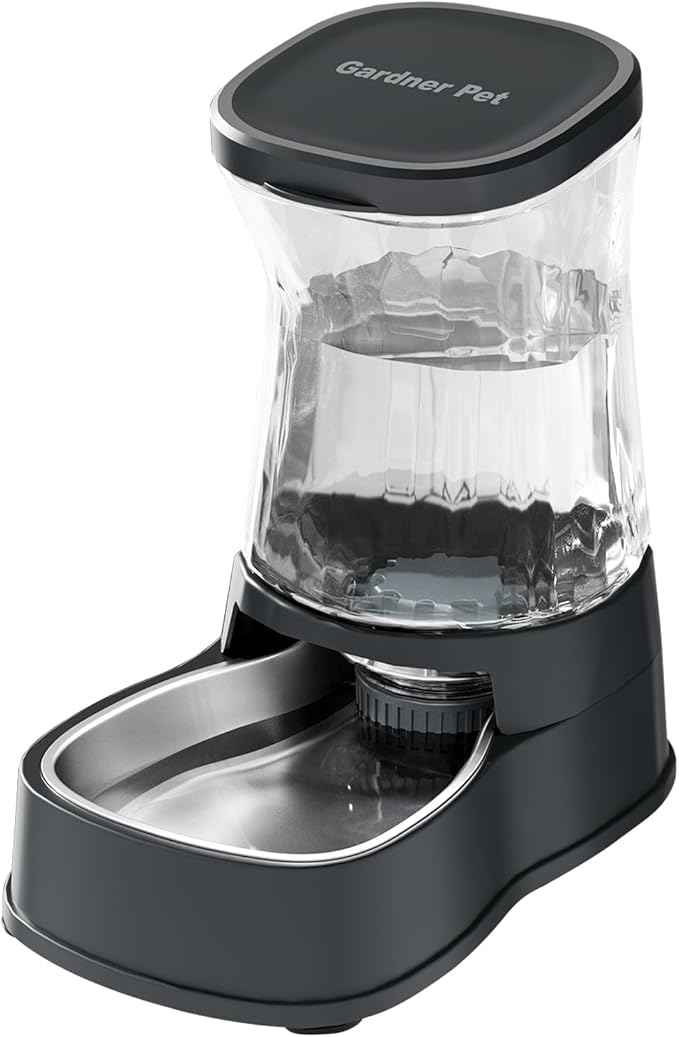 Gardner Pet Automatic Dog Water Dispenser Gravity Stainless Steel Water Waterer Feeder, 100% BPA-Free Large Capacity Water Feeding Bowls for Medium & Large-Sized Dogs Cats Other Pets -(1 Gallon)