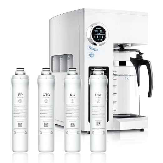 Bluevua RO100ROPOT Reverse Osmosis System Countertop Water Filter, with ROPOT 4-Pack Replacement Filter Set, Bundle