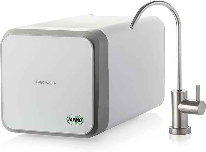 APEC Tankless Reverse Osmosis System, NSF 372 & 58 Certified 3 Stage Water Filtration Bottled Water Quality, High 1K GPD Faucet Flow, Efficient 2:1 Pure to Drain, Space Saving Design