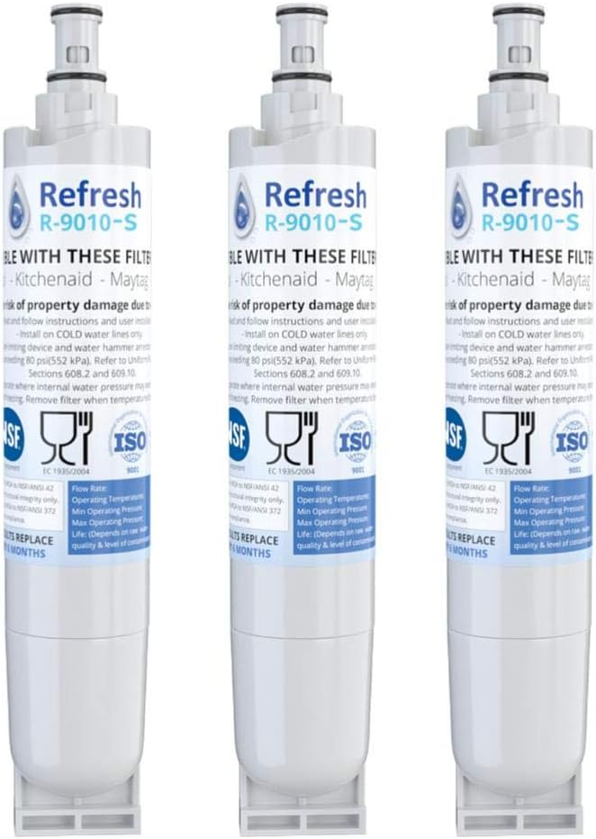 Refresh R-9010 Refrigerator Water Filter, Compatible with Kenmore 46-9010, 469010, 9010, 46-9085, AquacrestAQF-4396508, Aquafresh WF285 and IcePure RFC05000A