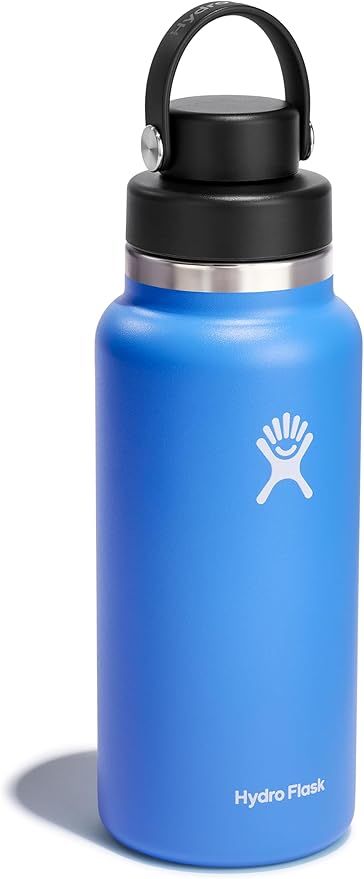 Hydro Flask Water Bottle - Insulated Stainless Steel - Wide Mouth Chug Lid, Non Spill, Leakproof in 32 Oz Cascade Blue