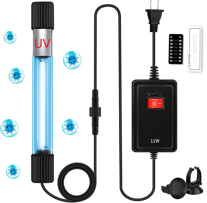 TAISHAN Aquarium Clean Light，13W & 11W & 9 W & 7 W & 5 W & 3 W Algae Removal Light with Timer,Aquarium Water Clean, Green Clear,Waterproof for Fish Tank,Pond,Swimming Pool