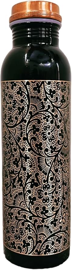 Copper Water Bottle 1 Liter – Leakproof Ayurvedic Tamba Bottle for Drinking Water, BPA-Free Copper Vessel for Health Benefits, Joint-Free Durable | |Home| Office (Printed3)