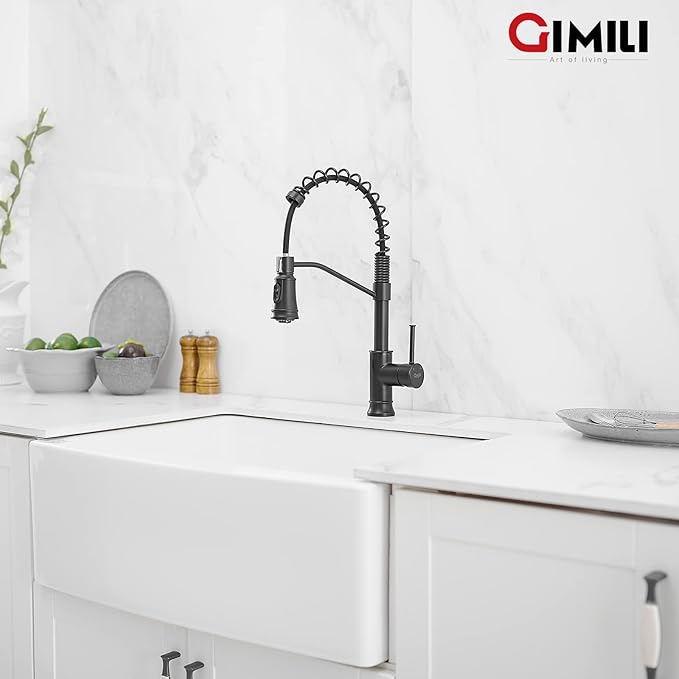 GIMILI Matte Black Touchless Kitchen Sink Faucet with Pull Down Sprayer, Motion Sensor Smart Activated Hands-Free Single Handle Kitchen Faucet
