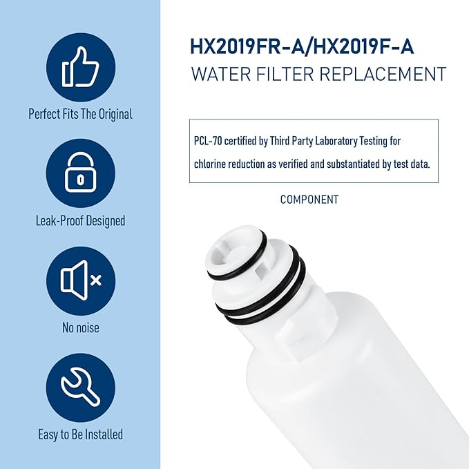 HX2019FR-A Water Filter Replacement, Compatible with Hisense HX2019FR-A, HX2019F-A, HRM260N6TSE, HRFD560SW, HRCD585BW, HRFD634BW, HRCD650BW, HRCD586TBWB and Mora MRM260N6TSE (2 Pack)