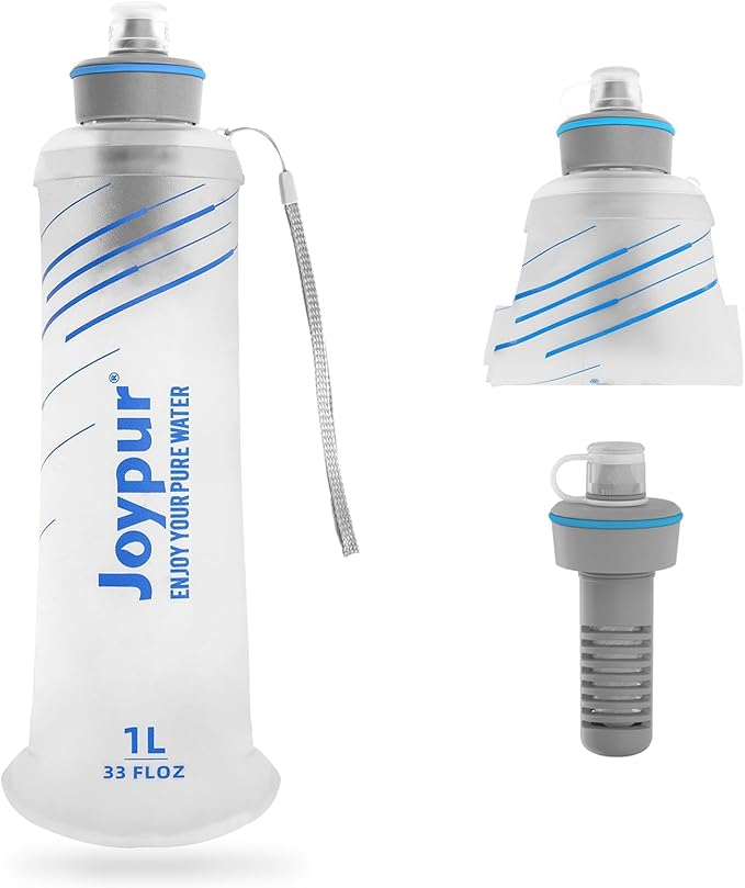 Water Filter Survival - 1000ml Collapsible Water Bottle with Filter Squeeze Filter Bottle Befree or Peak Series for Hiking Backpacking Camping,With NSF/FDA Certification BPA-Free(White)