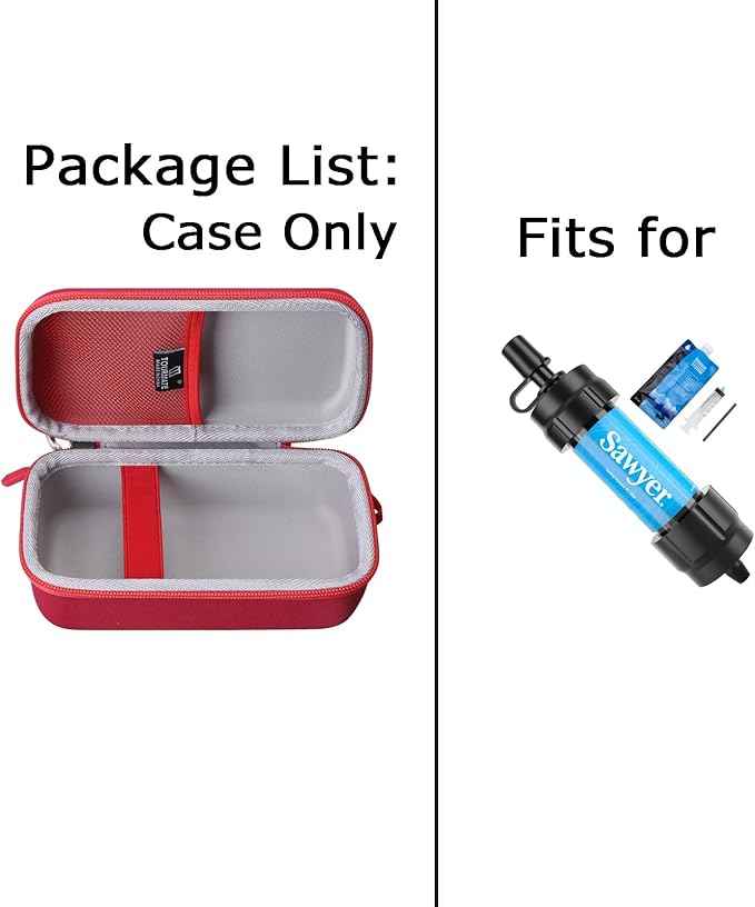 Water Filter for Sawyer Products Mini Water Filtration System, Protective Carrying for Drinking Straw, Squeeze Pouch and Other Accessories (Red)