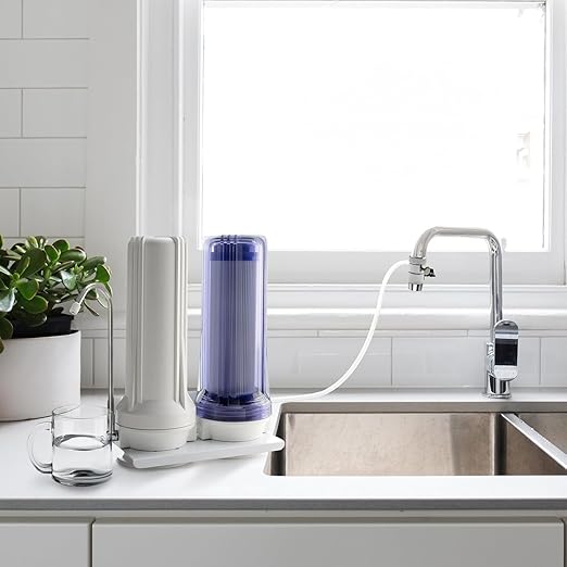 iSpring CKC2 2-Stage Countertop Water Filter, NSF/ANSI 58 Certified, Reduces PFAS, Chlorine, Sediment & Odor, 8000 Gallons, Up to 12 Months, Easy Installation, 2.5" x 10" - 2 Filters Included