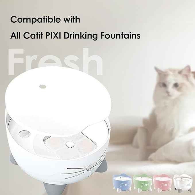 16-Pack Cat Water Fountain Filter Compatible With Catit Pixi Water Fountain Filter Replacement Triple Action Water Filter, 4 Pump Tubes 1 Hard Brush