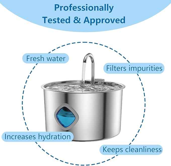 Water Fountain for Cats, with 10 Filters - Silent Pump, Dog & Cat Water Fountains, 3.2L / 108oz with Water Window (Water Fountain + Filter * 10)