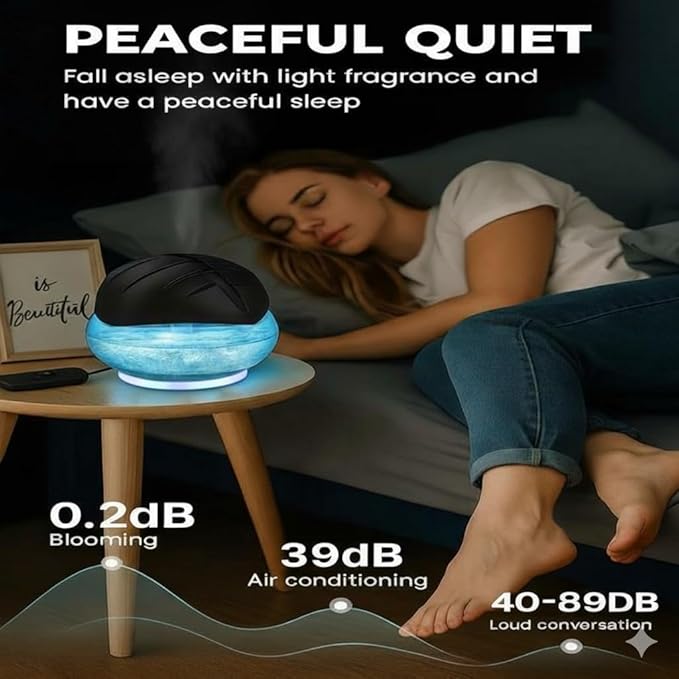 Air Purifier (Blue) - Water Filter Air Washer For Home and Office - Essential Oil Aroma Diffuser With LED Night light - Small Air Cleaner For Smoke and Pets (Blue)