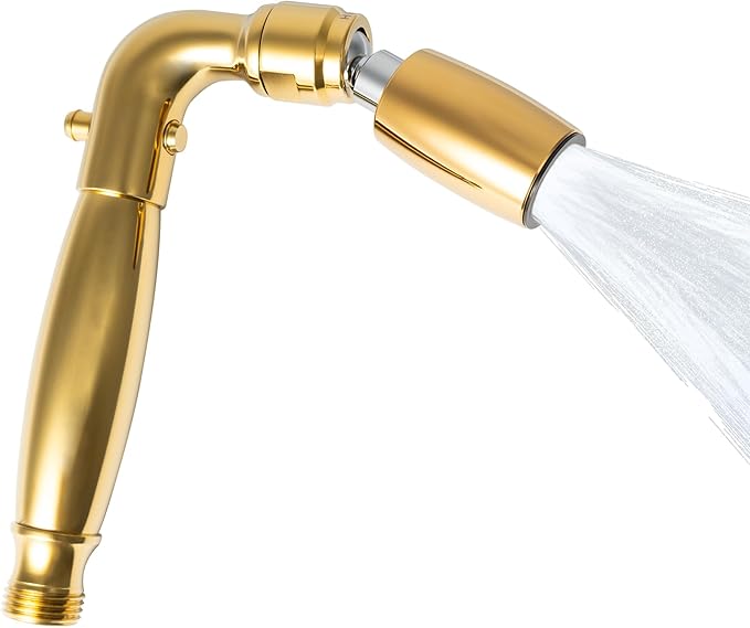 High Sierra® Solid Metal Handheld Shower Head, Lead-Free, with Built-In Trickle Valve. Shower Hose and Holder Not Included. High Pressure 2.0 GPM. Polished Brass
