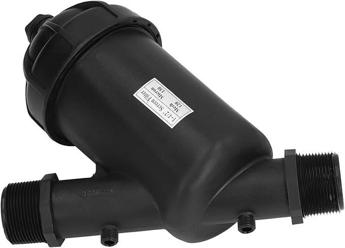 BORDSTRACT Irrigation Filter, G1 1/2 Male Thread Filtration Pump Filter 120 Mesh Drip Filter for Gardening Agriculture and Greenhouse Irrigation