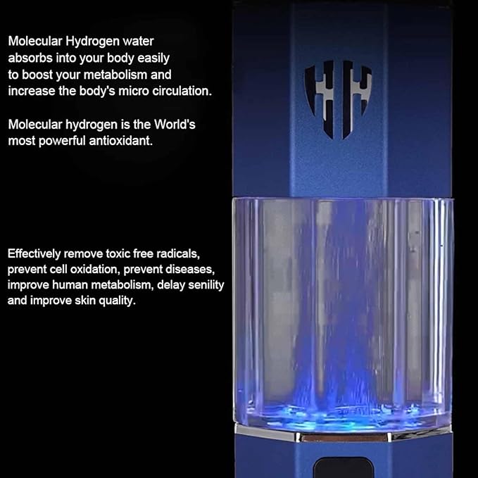300ML Hydrogen Water Bottle Generator, Concentration Up to 3800-6000PPB, Dual Chamber PEM and SPE Electrolysis Technology, Portable Hydrogen Water Machine