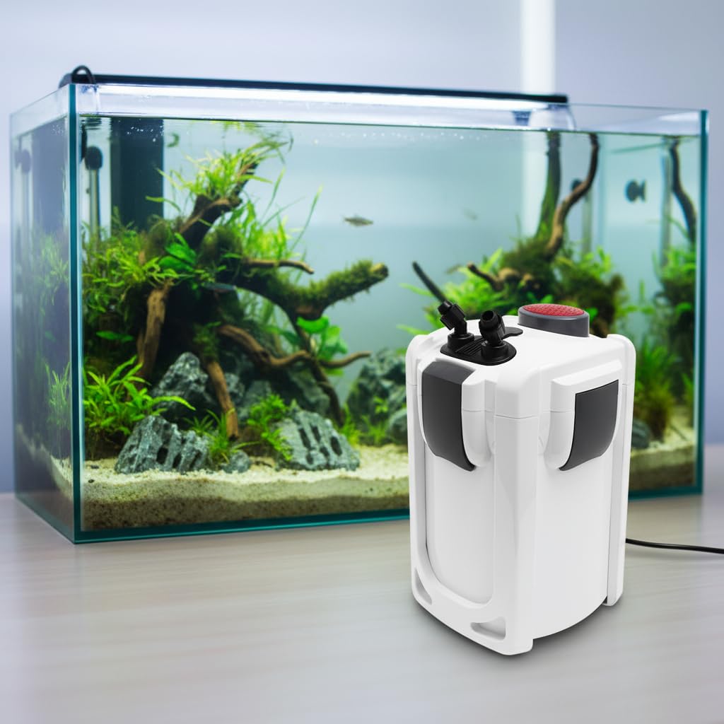 SunSun External Canister Filter for Aquariums 4 Stage Filtration System Quiet Operation Easy Maintenance 528 GPH 8.2 ft Max Head Model HW