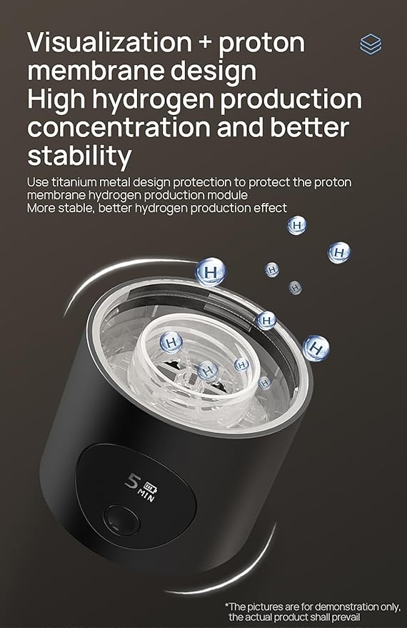 Portable Hydrogen Water Bottle Generator – Smart PEM Hydrogenated Water Bottle Glass | Rechargeable Molecular Hydrogen Water Machine for Travel, Fitness & Daily Hydration