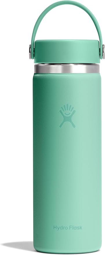 Hydro Flask Water Bottle - Insulated Stainless Steel - Wide Mouth Flex Lid, Non Spill, Leakproof and Refillable in 20 Oz Mermaid Green