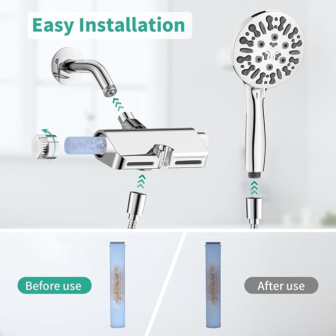 2 Pack Shower Head Filter Replacemen, Shower Filters Replacement Cartridge, Suitable for HEROBAI Filtered Showerhead, KDF Filters to Remove Chlorine and Fluoride (2PCS Filter Cartridge)
