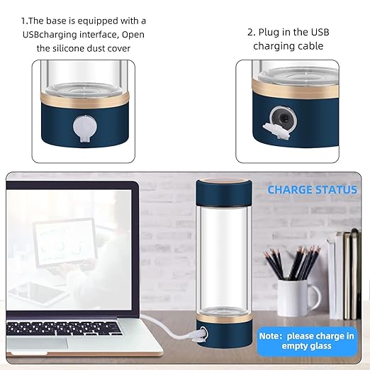 1500ppb Hydrogen Rich Water Bottle Generator, 420ml Portable Hydrogen Water Cup, USB Rechargeable Ionized Water Generator, Home Office Use