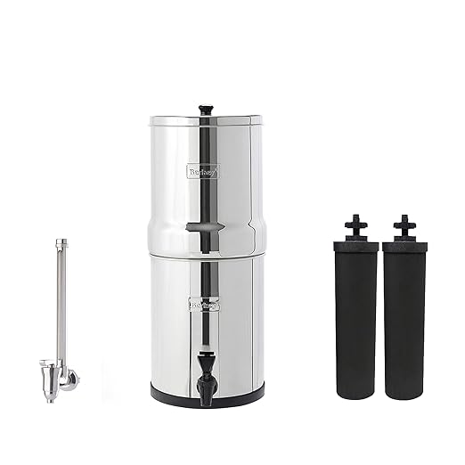 Travel Berkey Gravity-Fed Water Filter System with 2 Black Berkey Elements Plus Deluxe 7