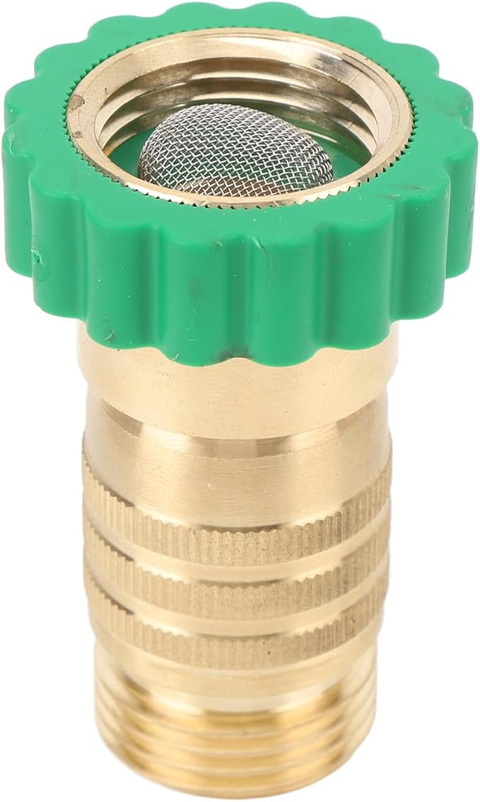 RV Water Pressure Regulator, 50 to 55 PSI 3/4 Inch Brass Thread Inline Water Pressure Reducer with Inlet Screen Filter, for Camping Vehicle Trailers Motorhome Garden