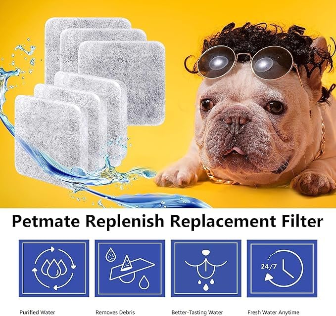 Water Fountain Filters Replacement Dog Compatible with Petmate (8 Count)