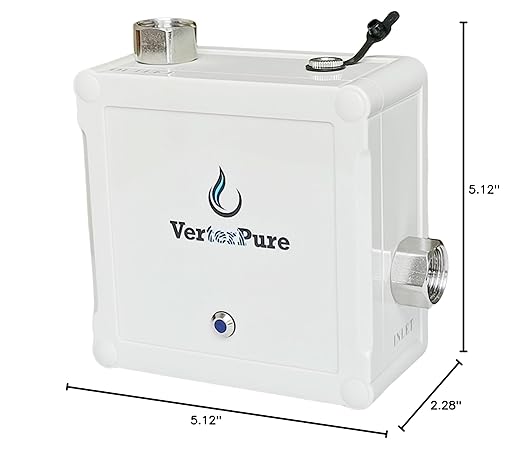 VP6 Mini UV-C LED Ultraviolet Water Filter Purifier, Reduce up to 99.99% of Contaminants at Flow Rate 1.58GPM, Smart On/Off Switch, 12V DC for RV Boats Off-Grid Livings, Mercury Free
