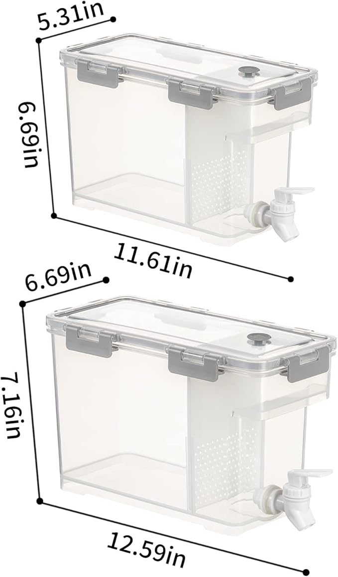 Cold Kettle with Faucet, 3.5L&6L Refrigerator Juice Water Pitcher, Home Plastic Beverage Dispenser, Filter Drink Container for Home, Kitchen, Camping, Party(2 Pack)