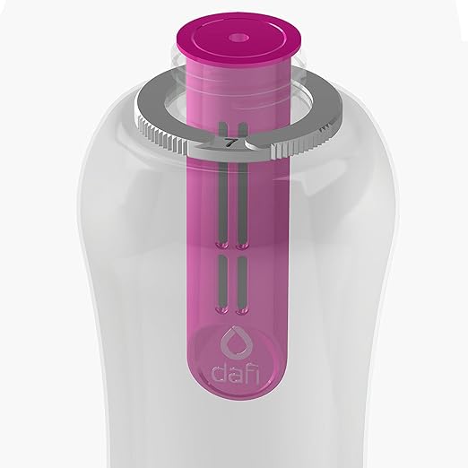 DAFI Pack of 2 Carbon Filter Replacements & lid for Water Bottle - Lasts for 60 days - BPA-Free, Reusable - Removes Chlorine Taste & Odor - for Hiking, Travel & Everyday Use – Pink