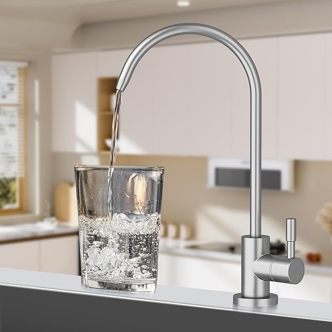 Kitchen Sink Faucet with Pull - Down Sprayer, 2 - Handle 3 - in - 1 Kitchen Sink Filter Faucet, Cold and Hot Mixer Drinking Water Faucet (Brushed Nickel-01)