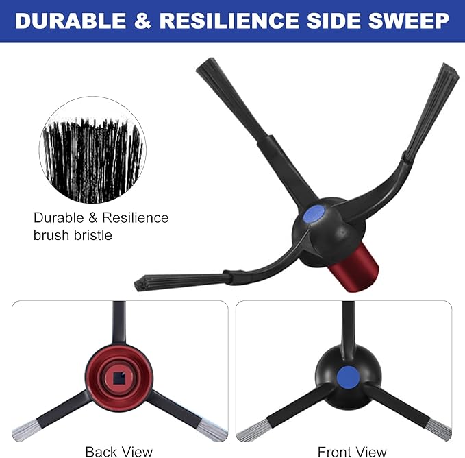 Replacement Accessories Compatible with Yeedi M12 Ultra Plus/ M12 PRO+ Robot Vacuum Cleaner.（2 Main Brush,6 Side Brushes,6 Hepa Filters,6 Mop Pads,6 dust Bags） - AquaVibe